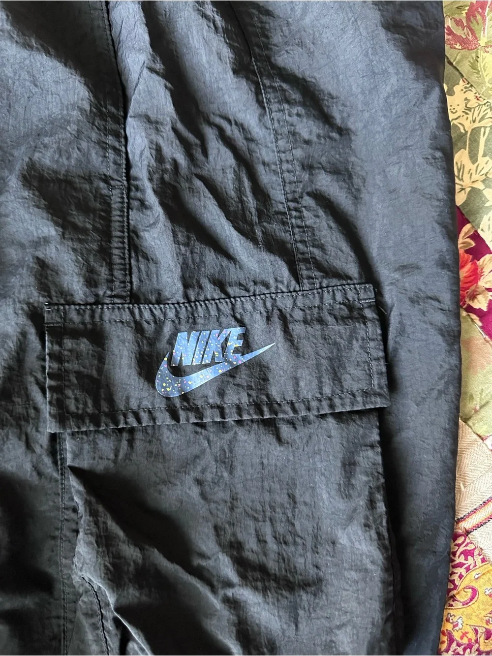 Nike Black Cargo Joggers with Pink Drawcord